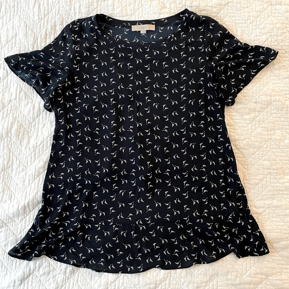 Loft Floral Ruffle top